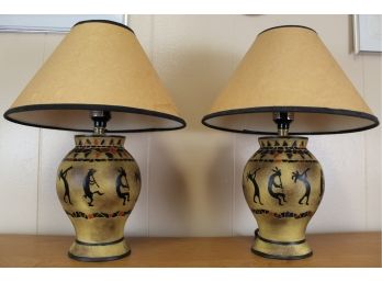 Pair Of Kokopelli Lamps