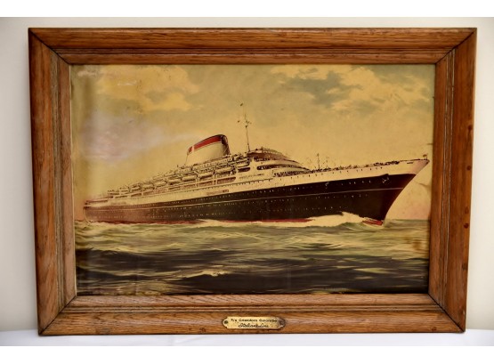 SS Andrea Doria SS Cristoforo Colombo Italian Line  Framed Print  26 X 19