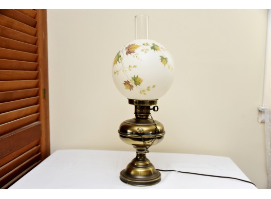 Hand Painted Brass Hurricane Lamp