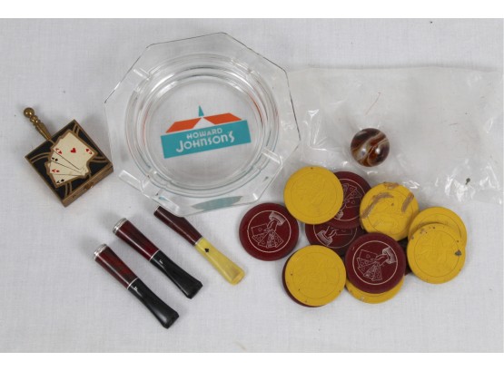 Vintage Ashtrays, Cigarette Holders, Marble, Poker Chips