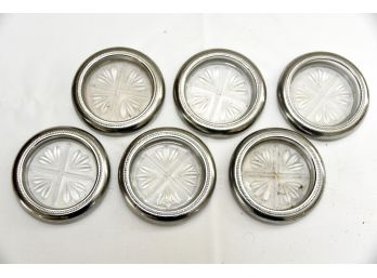 Six Cavalier Silver Rim Stacking Coasters