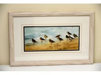 Shore Birds At The Beach Watercolor Print Framed  22 X 14