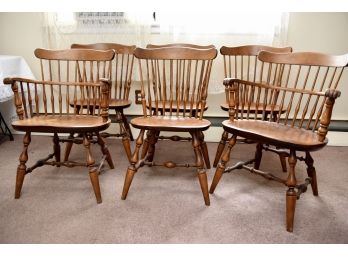 6 Windsor Chairs Including 2 Arm Chairs