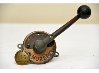 Vintage Morse Controls Brass Boat Lever And Boat Captains Badge