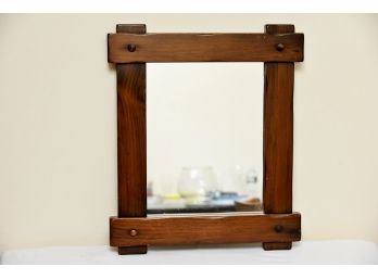 Vintage Oak Framed Wall Mirror 17 X 20