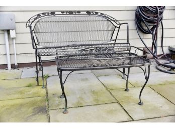 Wrought Iron Glider And Coffee Table