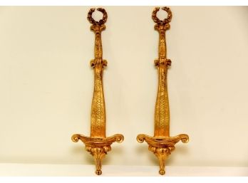 Lovely Pair Of Gold Leaf Wall Sconce Plate Holders