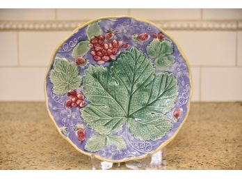 1880 French Majolica Grape Leaf Plate