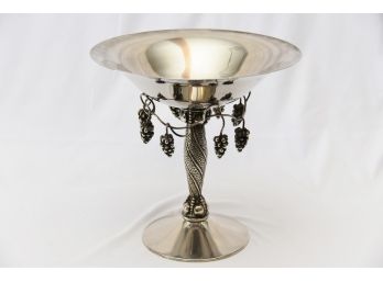 Large Silver Plate Hanging Grape And Vine Pedestal Dish