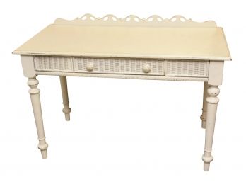 Lexington Furniture White Painted Vanity Desk With Wicker Accent