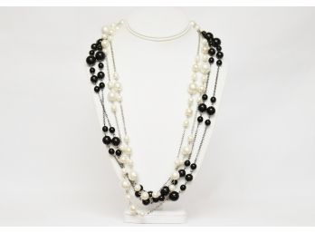 Anne Fontaine Italian Made Black And White Beaded Necklace-Jewelry Lot 8