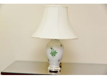 Herend Chinese Bouquet Apponyi Green 24' Tall Lamp With Silk Shade