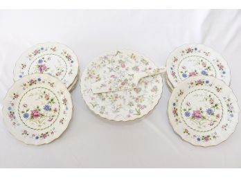 Andrea By Sadek Spring Night Fine Porcelain China Platter With Serving Plates And Spatula
