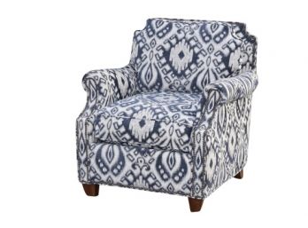 Blue Fabric Chair With Nailhead Trim 34'L X 33'W X 37'H