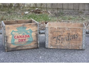 Canada Dry And Bordens Vintage Wooden Crates