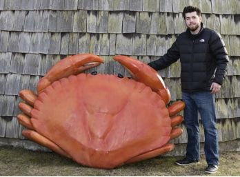 Larger-Than-Life Colossal Crustacean Giant King Crab Statue  6 Feet Long