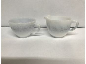 VINTAGE FIRE KING CUP AND CREAMER