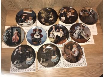 LOT OF 11 NORMAN ROCKWELL PLATES W/ COA`s & BOXES