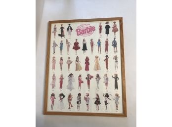 Growing Up With Barbie Vintage Poster Framed 17 X 21