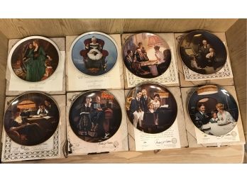 LOT OF 8 NORMAN ROCKWELL PLATES WITH COA`s