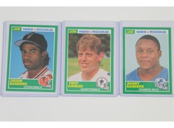 Troy Aikman, Barry & Deion Sanders 1989 Football Rookie Card Lot