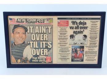 Yogi Berra 'Yogi-isms' Framed Newspaper Headline 22.5' X 13.5'