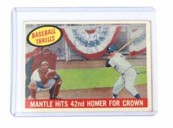1959 Topps Mickey Mantle Hits 42nd Homer For HR Crown * #461 Signed