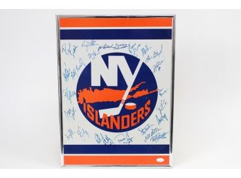 Islanders 1986-1987 Team Signed Logo Board W/ LOA
