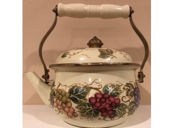 TableTops Unlimited Cream Teapot With Grape Decor