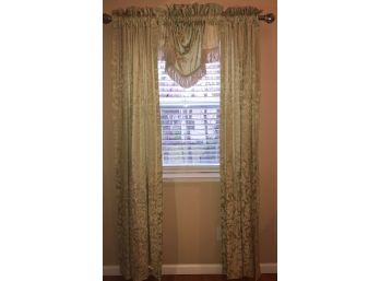 Sage Green Floor Curtains With Valence. 6 Total