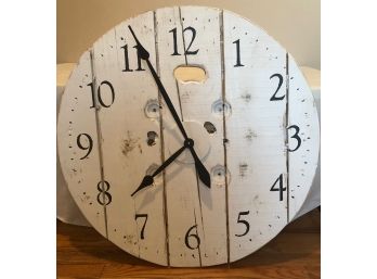 Hand Crafted Wood Barrel Farm Clock