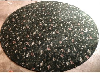 Round Green Floral Rug With Pink And White Flowers