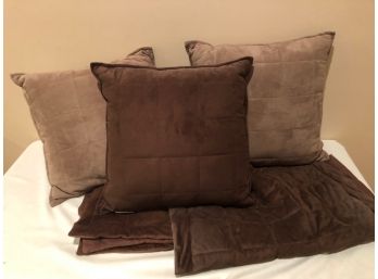 Full Brown Suede Comforter Set With 3 Pillows
