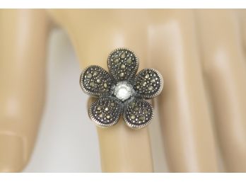 Flower CZ Sterling Silver Ring - Jewelry Lot #1