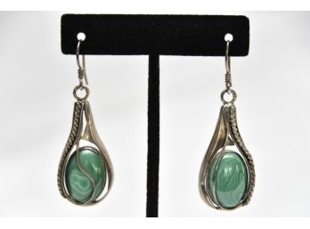 Sterling Silver Stone Drop Earrings - Jewelry Lot #36