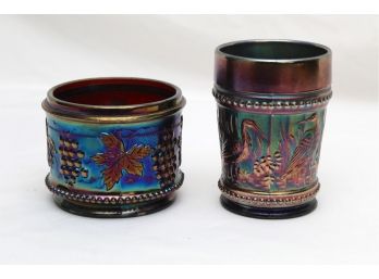 Pair Of Carnival Glass Cups