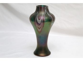 Carnival Glass Vase With Green Base