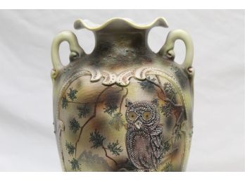 Antique Nippon Moriage Owl Vase