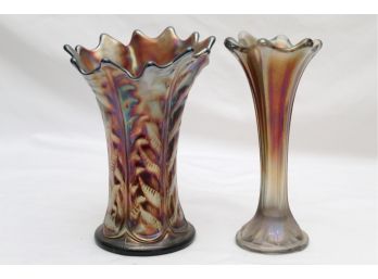 Pair Of Carnival Glass Vases