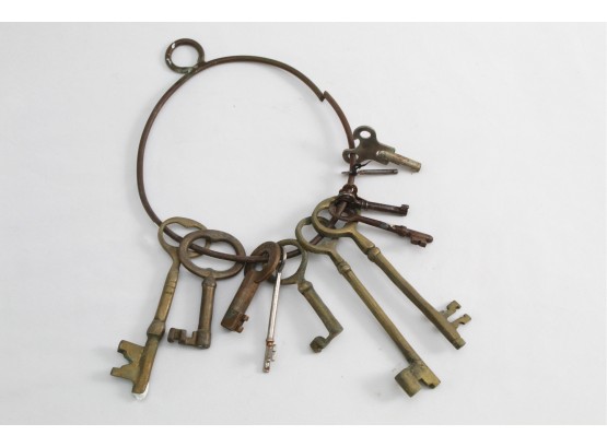 Antique Collection Of Brass Skeleton Keys