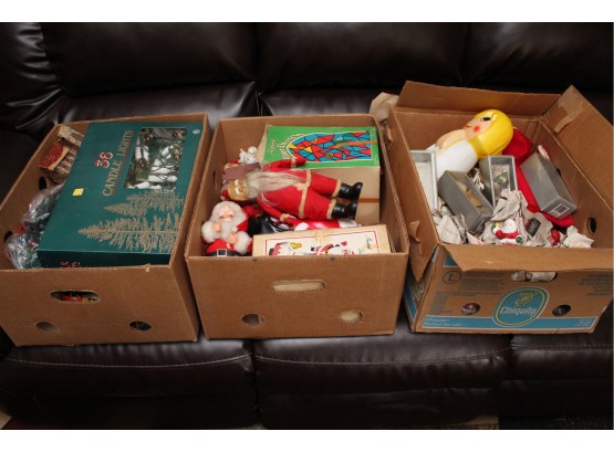 Three Boxes Of Christmas Decor