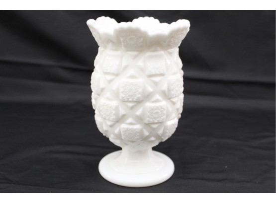 White Milk Glass Pedestal Vase