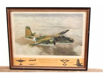 Douglas A-20 Havoc Bomber Airplane Print Framed 21 X 17