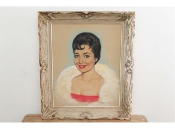 Elizabeth Taylor Portrait Artist Signed And Framed 21 X 25