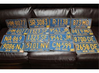 Collection Of Vintage Blue NYS License Plates