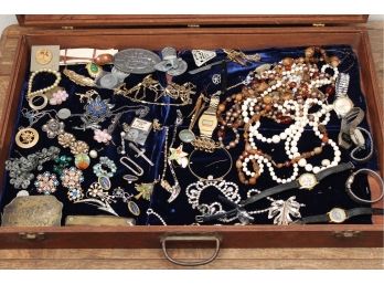 Grandmas Jewelry Case With Contents