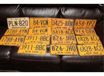 Collection Of Vintage Yellow NYS License Plates