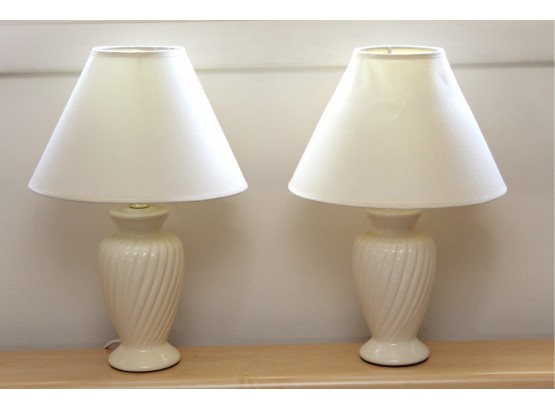 Pair Of Lenox Style Petite Bedside Lamps