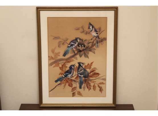 L. Saphier 'Blue Jays' Framed 15 X 19