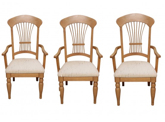 Set Of 3 Vintage Maple Side Chairs With Arms 24 X 22 X 42